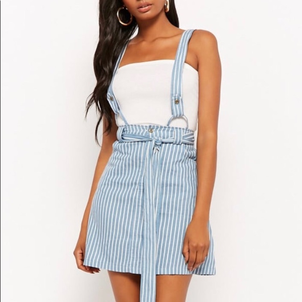 Pinstriped Suspender Skirt